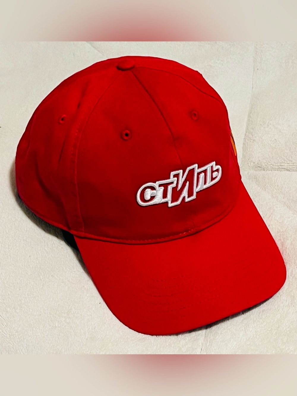 Heron Preston Red Solid Canvas Baseball Strapback Cap Hat